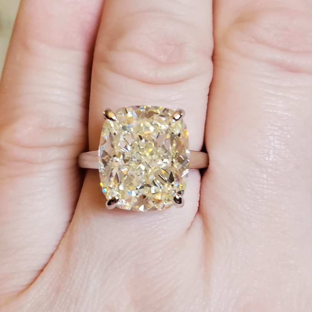 12CTW Assher Cut Radiant Ice Crushed High Carbon Lab Diamond Ring 925 Stamped - Picture 5 of 13